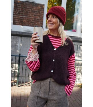 GEBREID GILET AUBERGINE