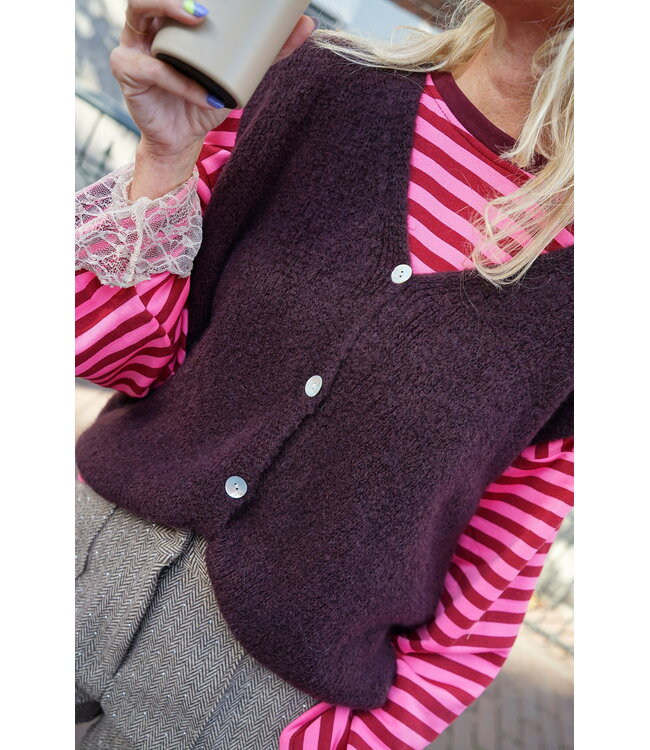 GEBREID GILET AUBERGINE