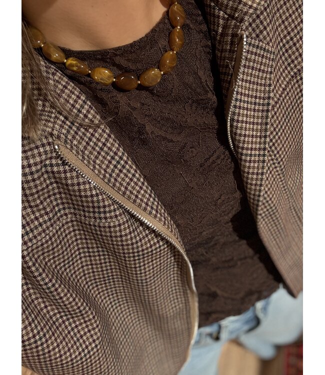 KETTING BRUIN GEMÊLEERD