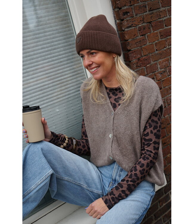 GEBREID GILET TAUPE