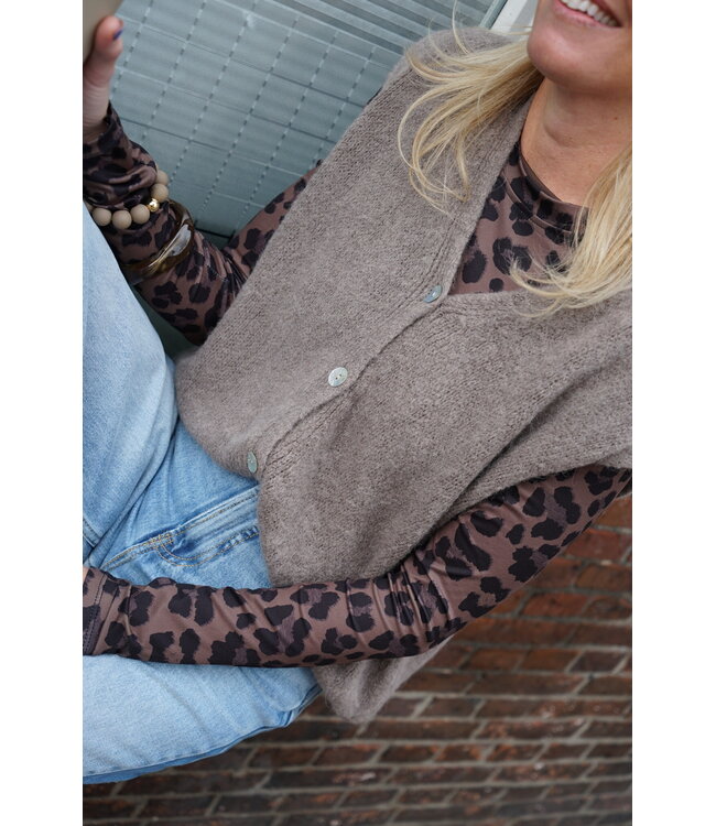 GEBREID GILET TAUPE