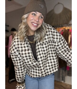 GEBLOKT JACKET BRUIN CREME