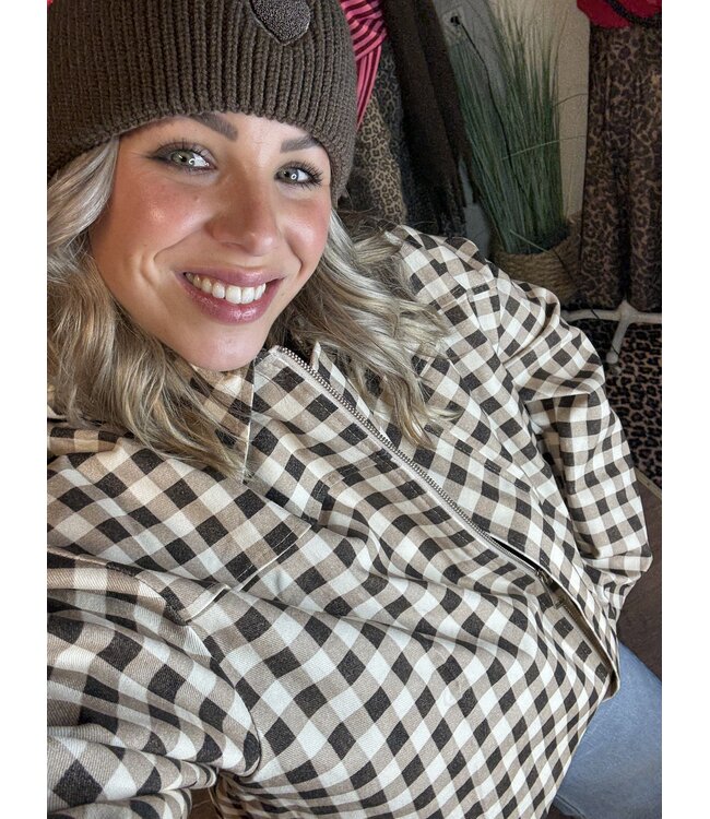 GEBLOKT JACKET BRUIN CREME