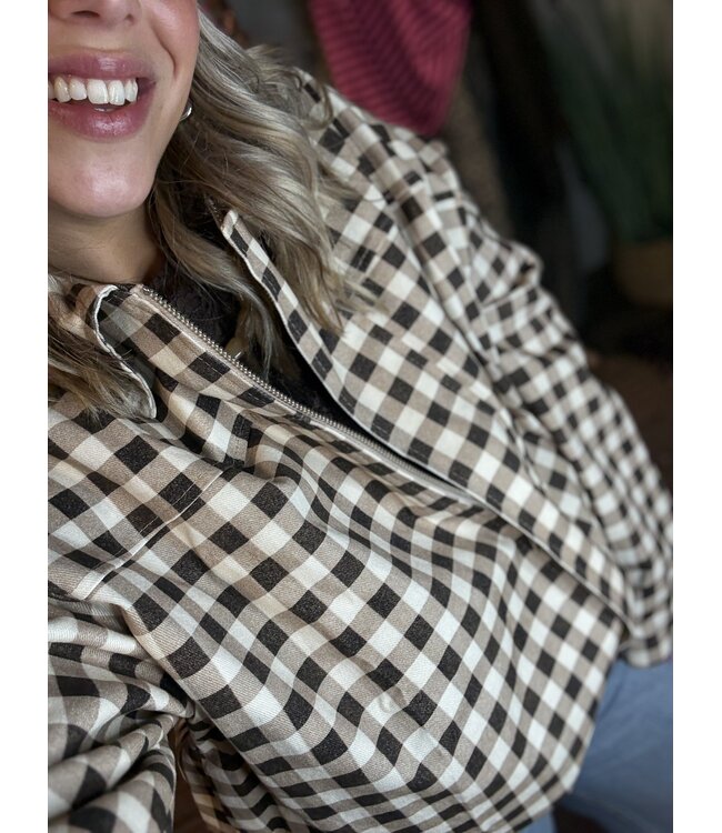 GEBLOKT JACKET BRUIN CREME