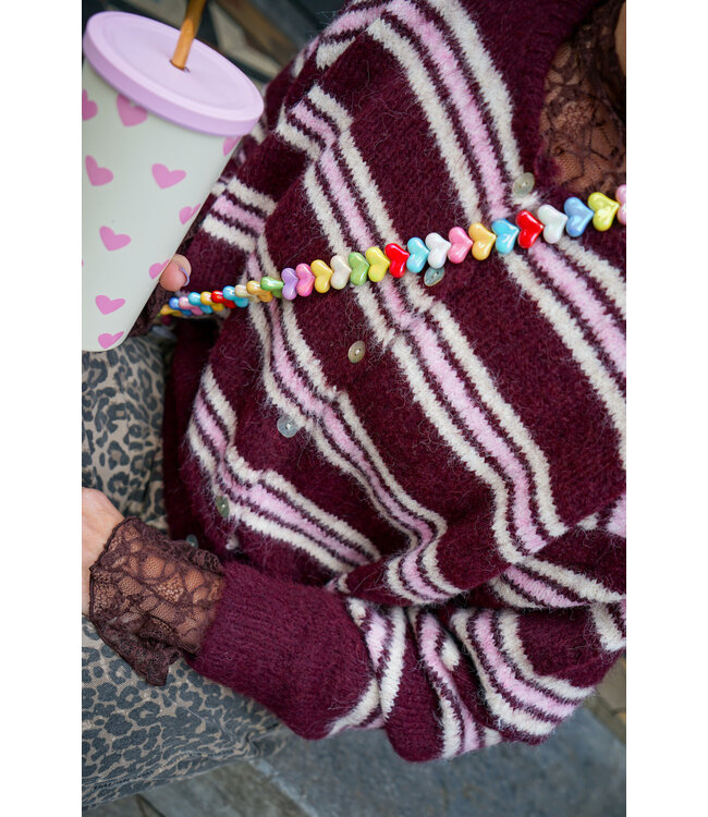 STREEP VEST AUBERGINE ROZE