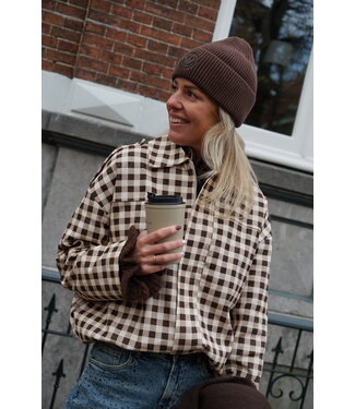 GEBLOKT JACKET BRUIN CREME