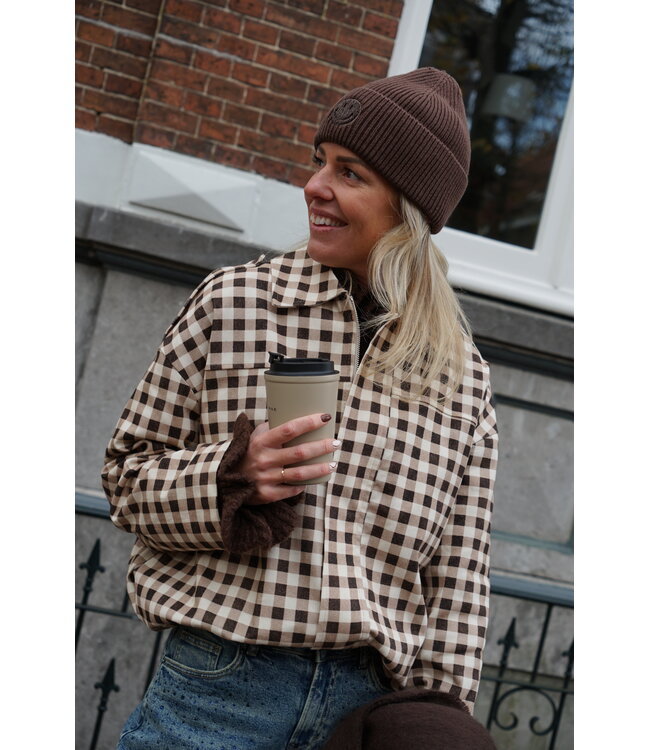 GEBLOKT JACKET BRUIN CREME