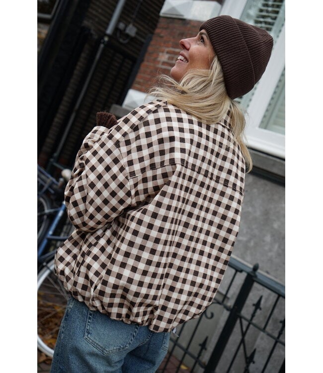 GEBLOKT JACKET BRUIN CREME