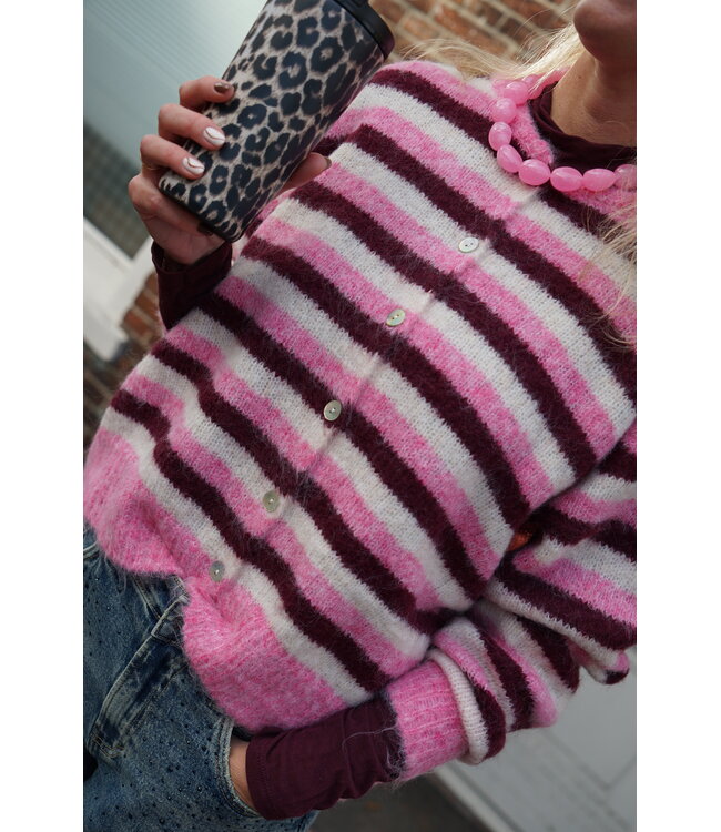 STREEP VEST BURGUNDY ROZE