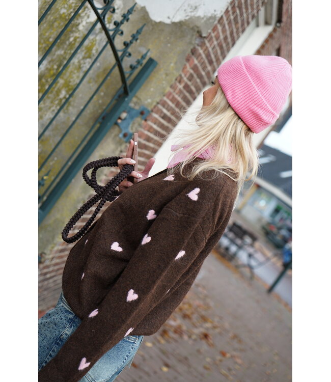 HARTJES VEST BRUIN ROZE