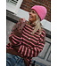 STREEP VEST BRUIN  ROZE