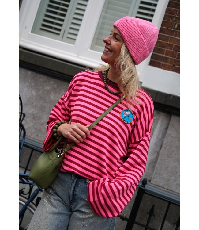 STREEP TOP LIV HAPPINESS ROOD ROZE