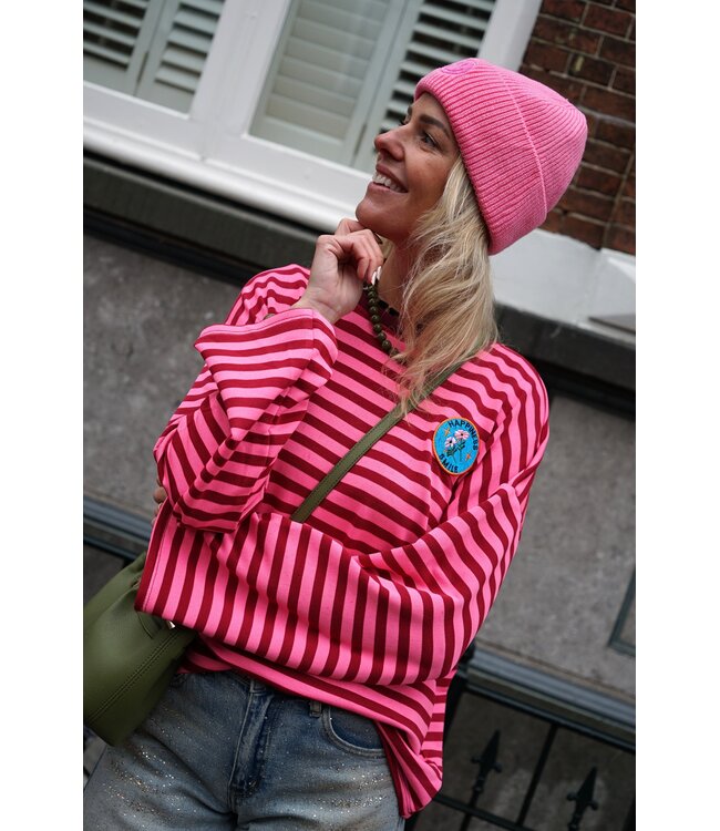 STREEP TOP LIV HAPPINESS ROOD ROZE