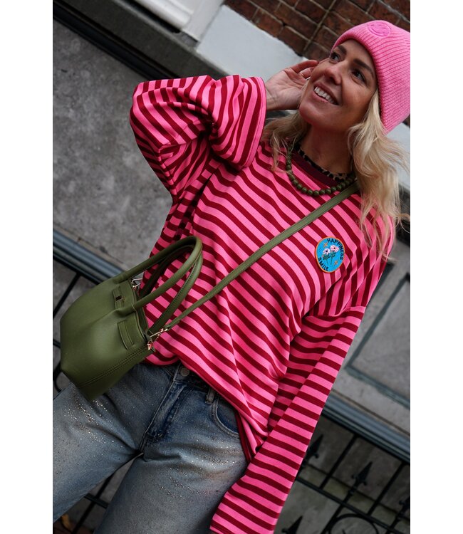 STREEP TOP LIV HAPPINESS ROOD ROZE