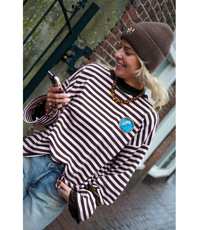 STREEP TOP LIV HAPPINESS BRUIN ROZE