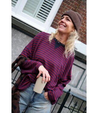 STREEP TOP BURGUNDY BLAUW