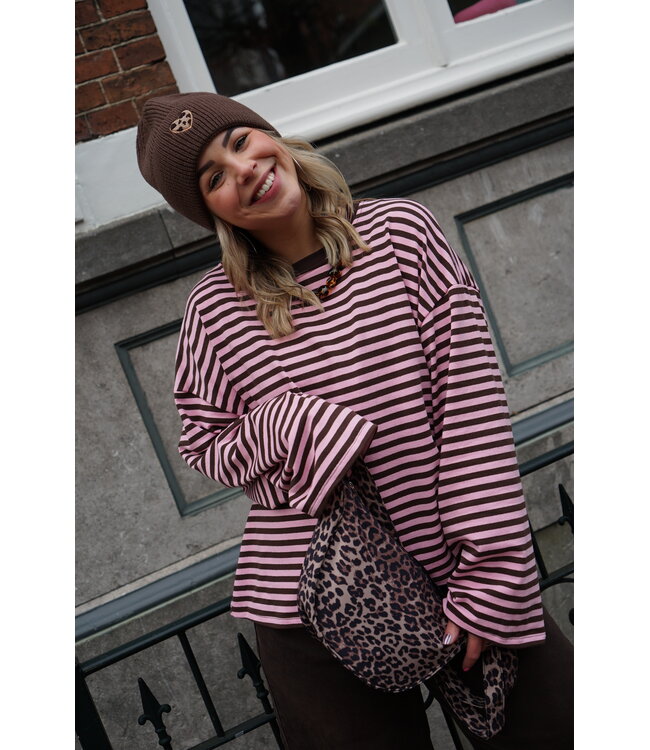 STREEP TOP MAE BRUIN ROZE