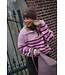 GEBREIDE STREEP TRUI BRUIN ROZE