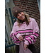 GEBREIDE STREEP TRUI BRUIN ROZE