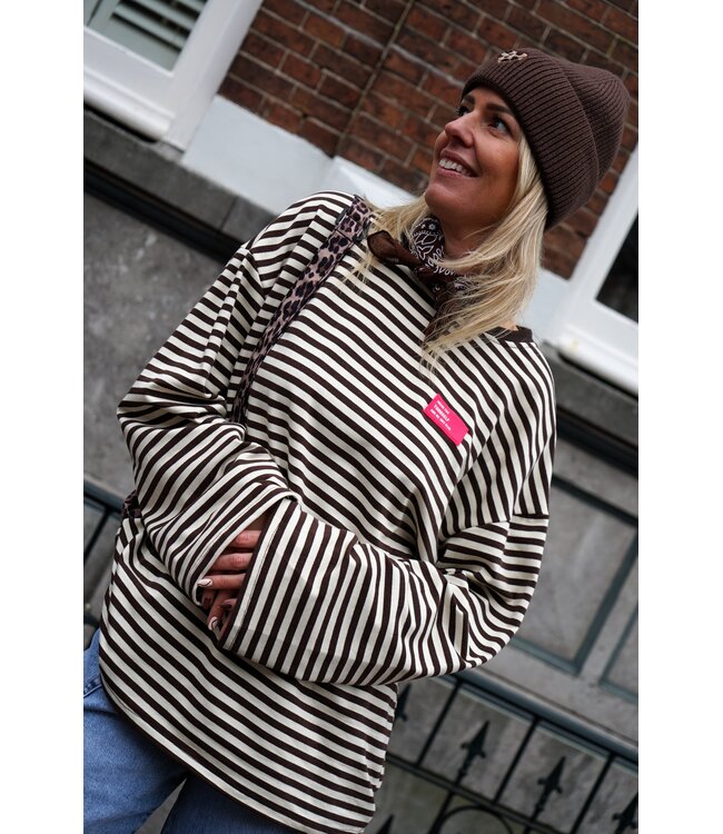 OVERSIZED STREEP TOP BRUIN ECRU
