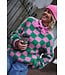 GEBLOKTE TRUI GROEN ROZE