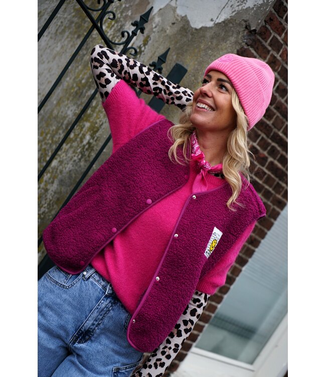 GILET SMILEY AUBERGINE