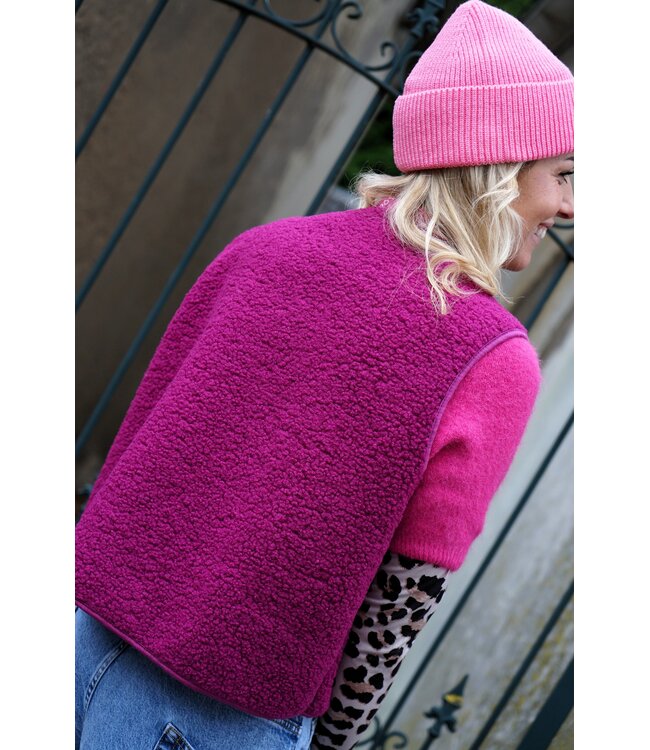 GILET SMILEY AUBERGINE