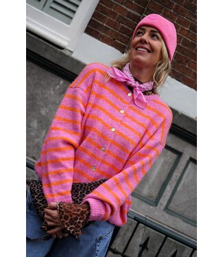STREEP VEST ROZE ORANJE