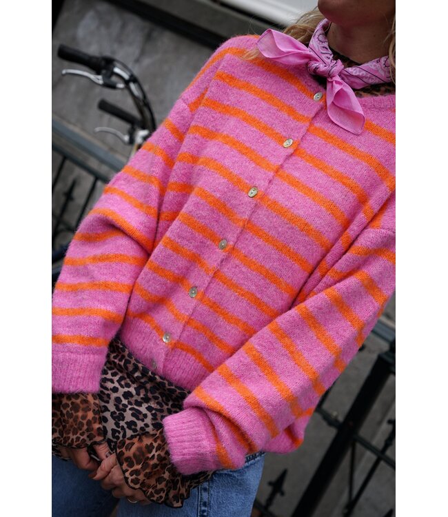 STREEP VEST ROZE ORANJE