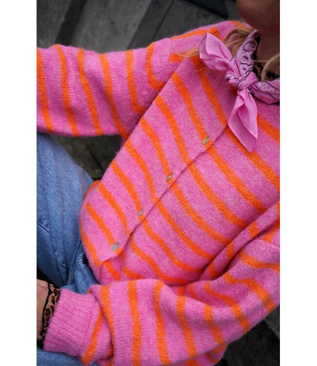 STREEP VEST ROZE ORANJE