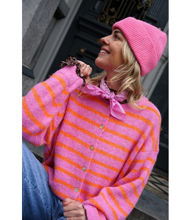 STREEP VEST ROZE ORANJE