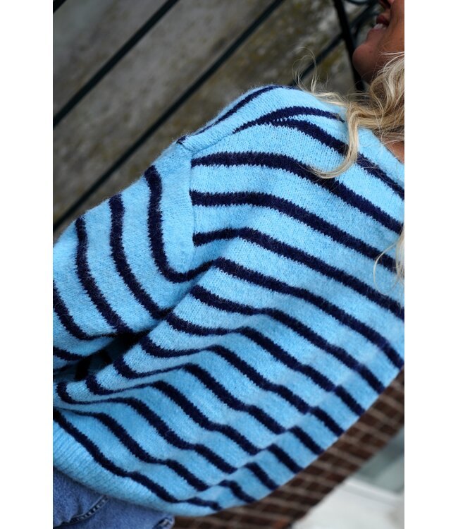 STREEP VEST BLAUW
