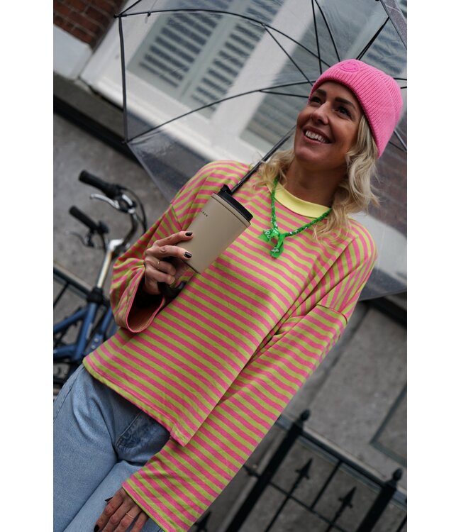 STREEP TOP SAAR ROZE GROEN