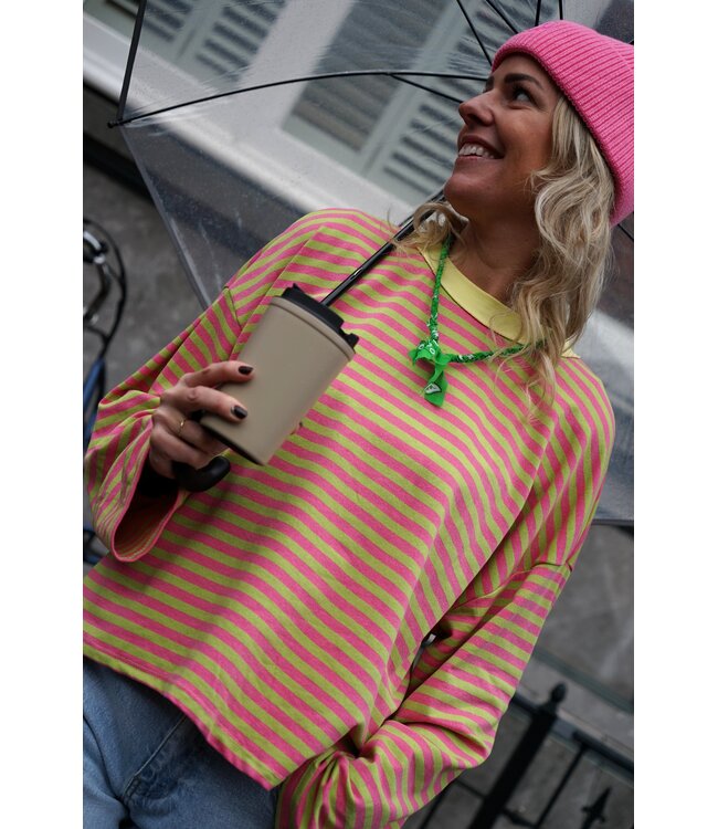 STREEP TOP SAAR ROZE GROEN