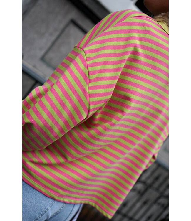 STREEP TOP SAAR ROZE GROEN