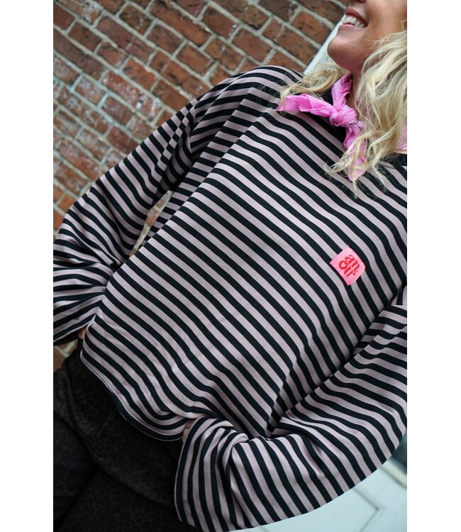 STREEP TOP AMOUR TAUPE ZWART