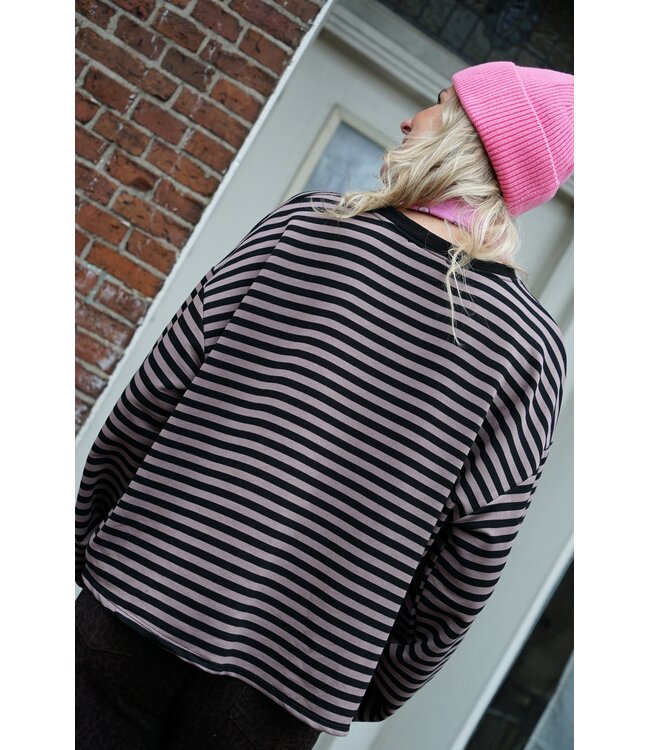 STREEP TOP AMOUR TAUPE ZWART