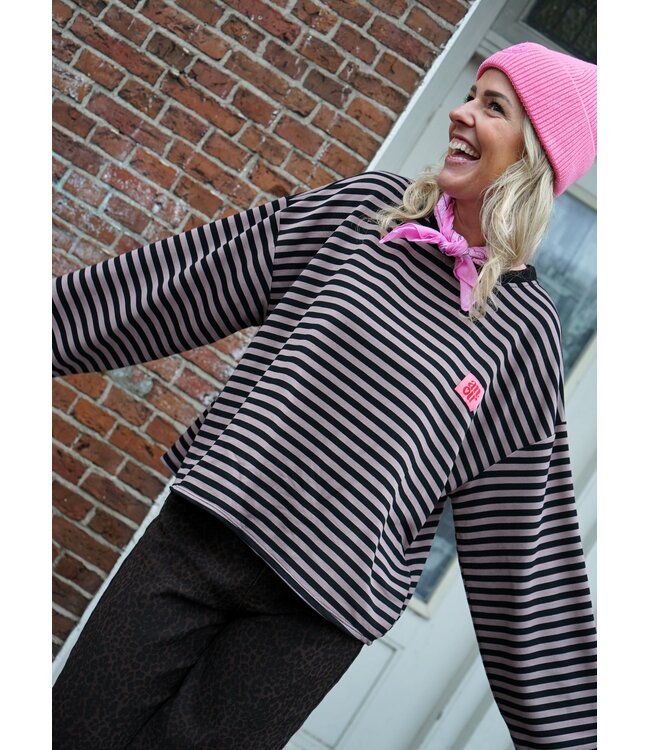 STREEP TOP AMOUR TAUPE ZWART