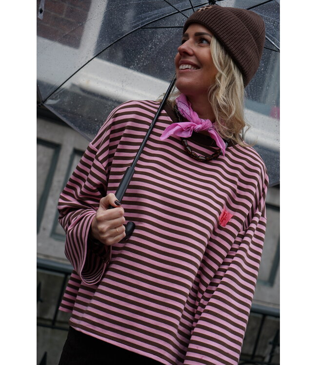 STREEP TOP AMOUR BRUIN ROZE