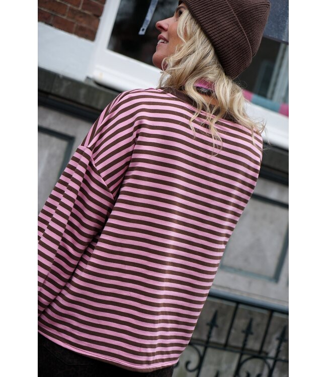 STREEP TOP AMOUR BRUIN ROZE