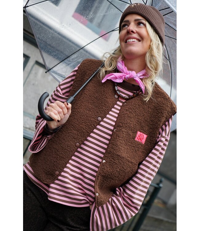 TEDDY GILET AMOUR BRUIN