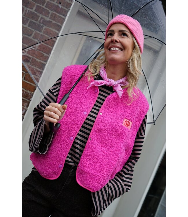 TEDDY GILET AMOUR FUCHSIA