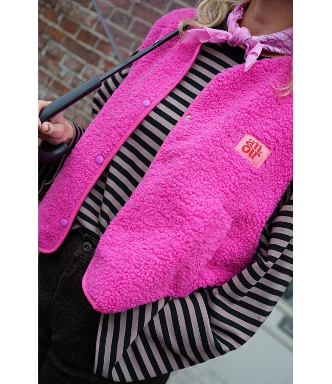 TEDDY GILET AMOUR FUCHSIA