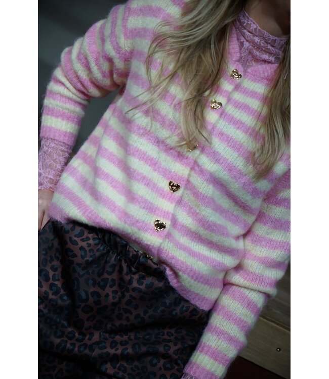 HARTJES VEST ROZE GEEL