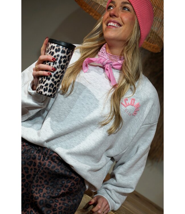ICONIC SWEATER GRIJS ROZE
