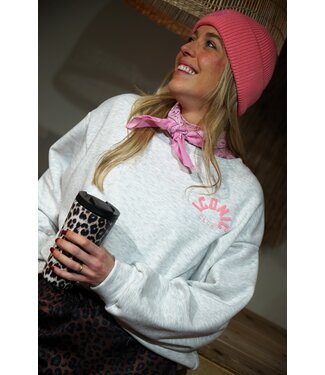 ICONIC SWEATER GRIJS ROZE