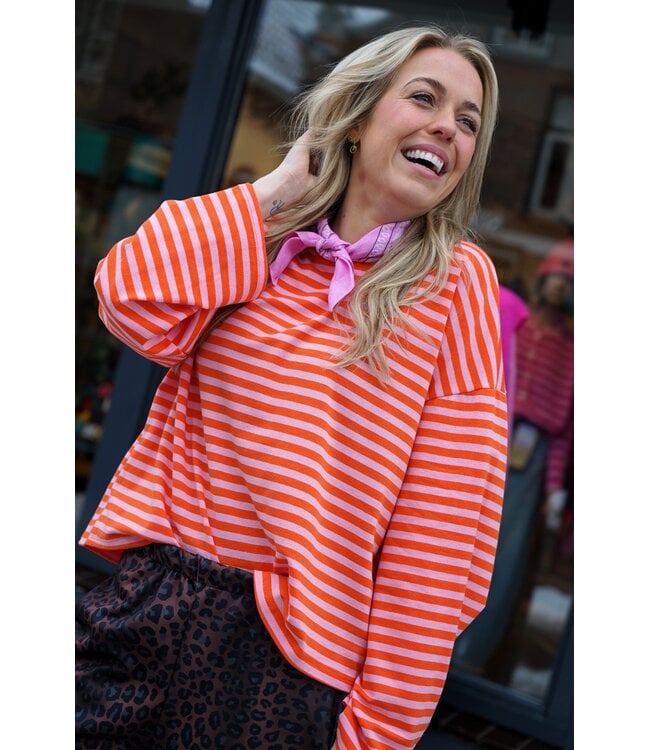 STREEP TOP SAAR ORANJE ROZE