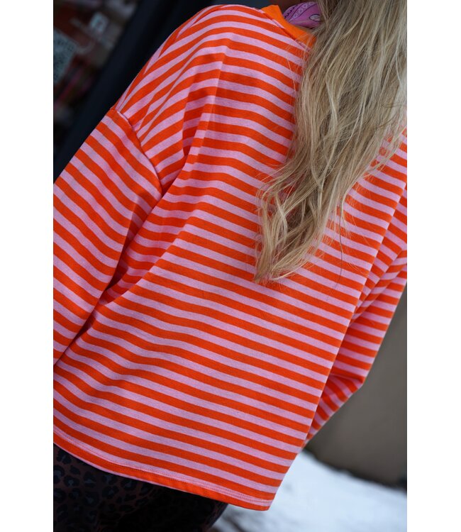 STREEP TOP SAAR ORANJE ROZE