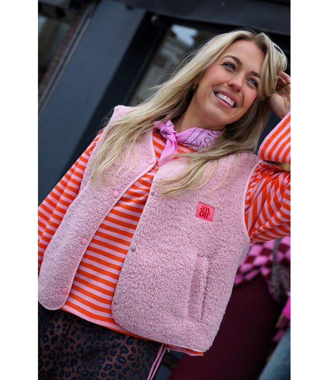 STREEP TOP SAAR ORANJE ROZE