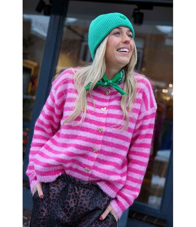 HARTJES VEST STREEP ROZE